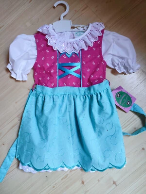 Kinderdirndl mit Schürze Baumwolle Hirsch Dirndl für Mädchen Pink - Bild 1 von 3