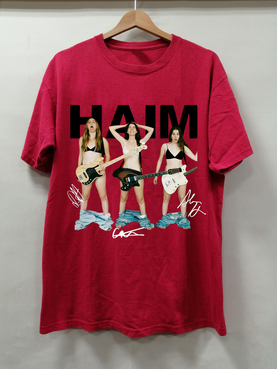 Rare Haim Band Cotton Gift For Fan S-2345XL Red T-shirt