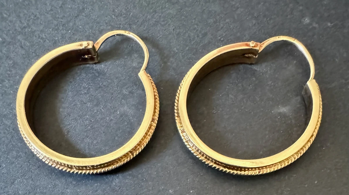 Boucles D'oreilles Créoles Vintage – Plaqué Or, Anneaux (occasion)