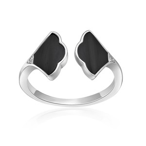 Black Onyx Dual Prima Donna Ring With Cubic Zirconia Sterling