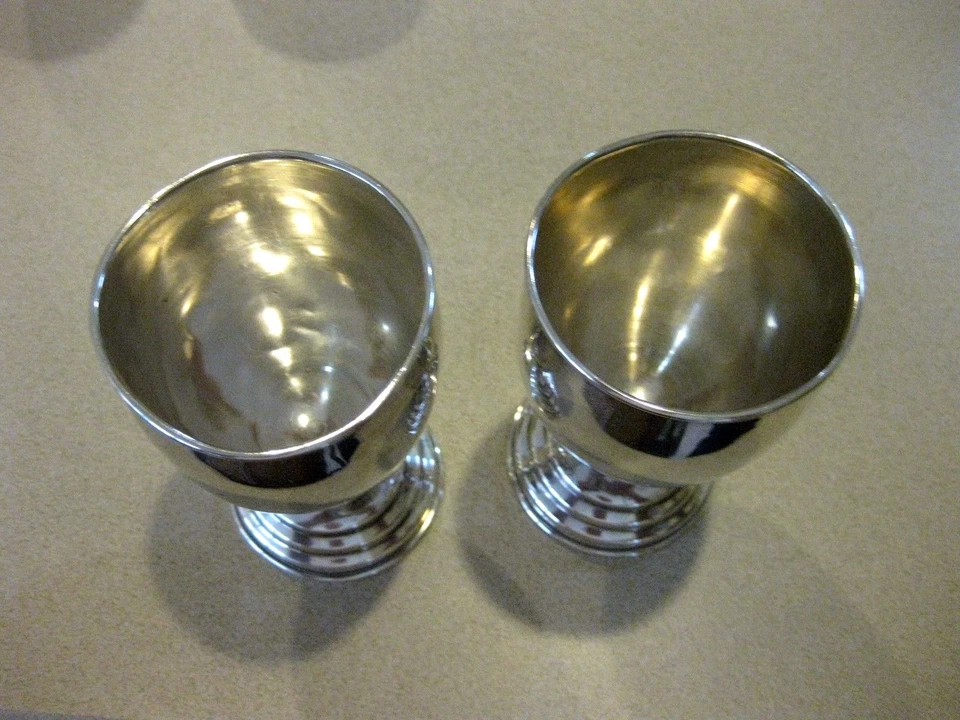 PAIR OF GOBLETS 4 7/8" TALL BY COLUMBIA 900 SILVER GOOD SHAPE MORE AVAIL - Image 3 of 4