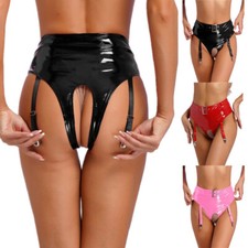 Womens Wetlook Patent Leather High Waist Booty Shorts Briefs Raves Dance Panties