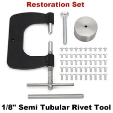 Rivet Tool Kit For 1/8" SEMITUBULAR RIVETS Fixt Dies / Vent Window Riveter Tool