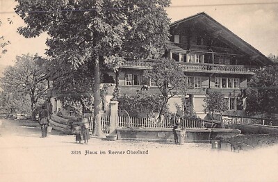 BERN SWITZERLAND~HAUS IN BERNER OBERLAND-SCHUHHANDLUNG SIGN~1900s PHOTO POSTCARD