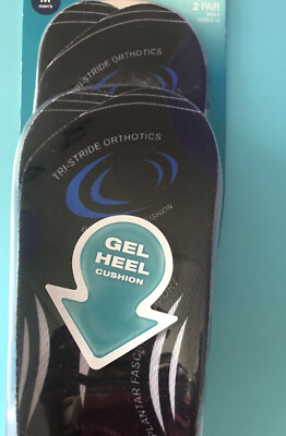 CVS Men’s insoles for shoes/Plantar Fasciitis (M) Pair Gel Heel Chusion  Black