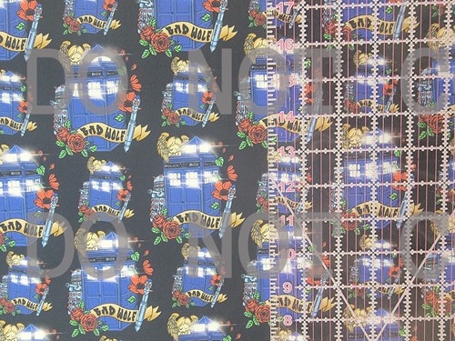 Custom Cotton Woven Fabric TV Series Dr Who Tv Show Tardis 1/4 Yard Bad Wolf - Picture 2 of 2