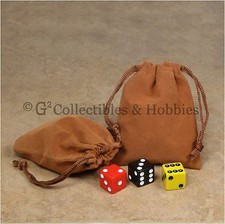 NEW 2 Small Brown Dice Bags 3" x 4" Velveteen Cloth Bag Pair RPG Counter Pouch