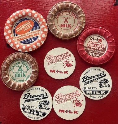 Lot 8 Vintage Dairy Milk Bottle Lids