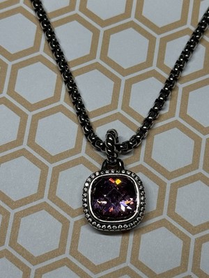 David Yurman Sterling Silver 925 Necklace 14mm Pink Tourmaline 20mm 