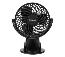 Holmes 4" On-The-Go Portable Clip Rechargeable Battery 360  Rotation Fan Black
