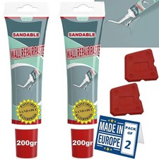 Hatfix Sandable Wall Repair Kit 200g x2 White Paste Fills Holes, Cracks, Plaster