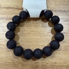 Black Lava Stone Beaded Bracelet NEW