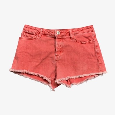 Paige Shorts Womens 27 Peach  Denim Emmitt Relaxed Frayed Hem Stretch Button Fly