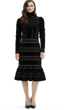 Alexander Mcqueen Black Grommet Dress