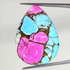 30.80Cts Cotton Candy Pink Copper Turquoise Pear Cabochon Loose Gemstone
