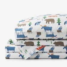 Forest Friends Classic Cool Organic Cotton Percale Bed Sheet Set White 6231