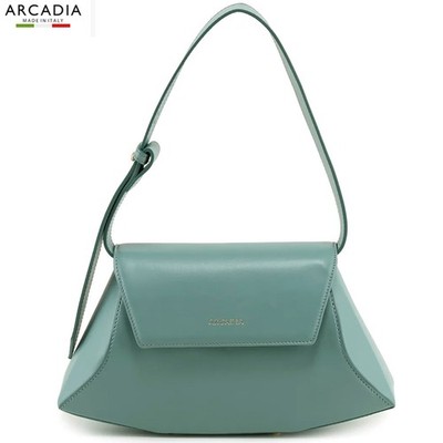ARCADIA Made in Italy creative blue-green leather handbag purse Geometric design