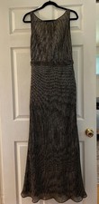 Allure Bridal Formal Black Silver Dress SZ 12 (slim Fit)