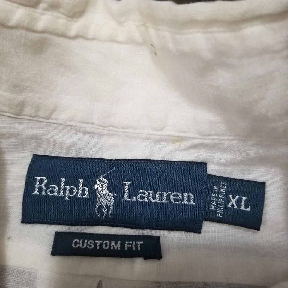 Polo Ralph Lauren Shirt Mens XL Relaxed Fit Linen Button Down White Preppy - Image 3 of 4