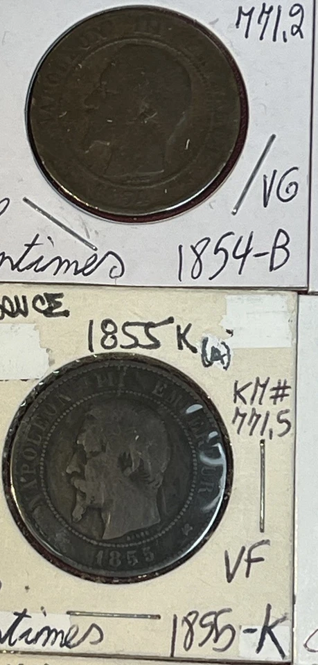 Lote de 12 monedas Francia 1854 - 1861 diez céntimos en muy buen estado - estado XF Foto 3 de 4