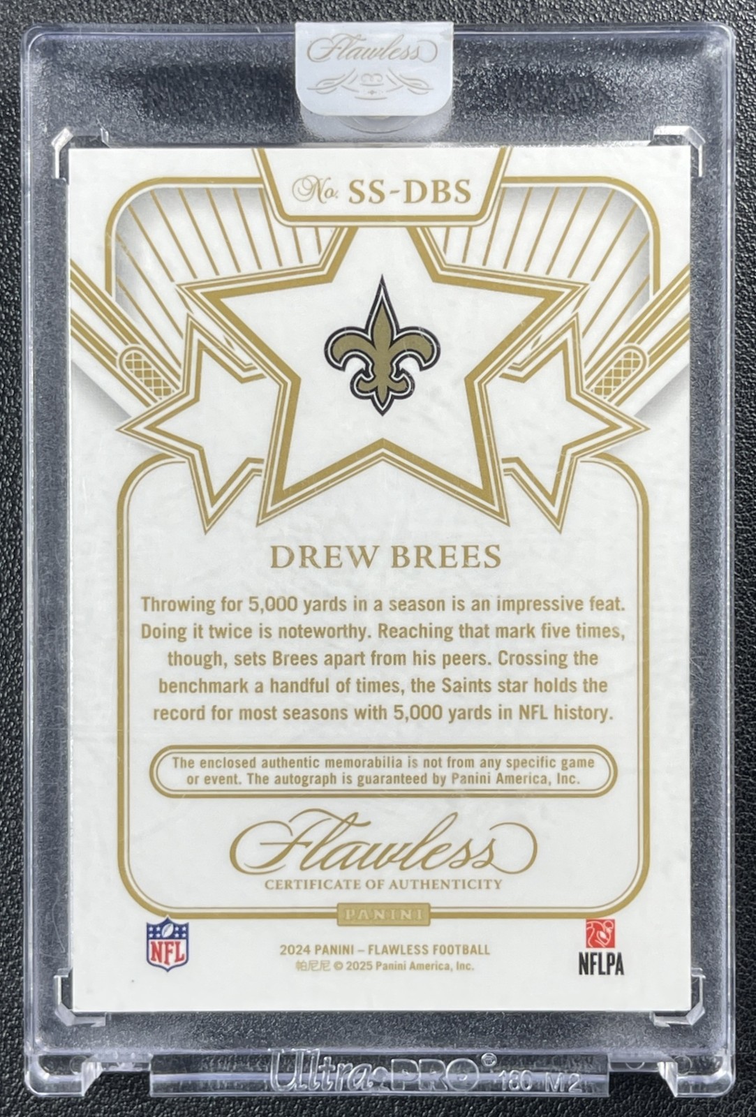 DREW BREES 2024 PANINI FLAWLESS STAR SWATCH LOGO PATCH AUTO EMERALD 3/5 SAINTS view 2