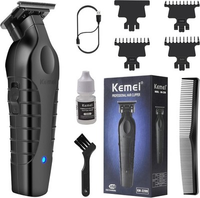 Kemei 2299 Pro Hair Beard Trimmer Men Zero Gap Cordless T Blade Clipper