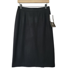 VTG Wool Black Pencil Skirt NEW Sz 12 Classy Career Office Business Sag Harbor