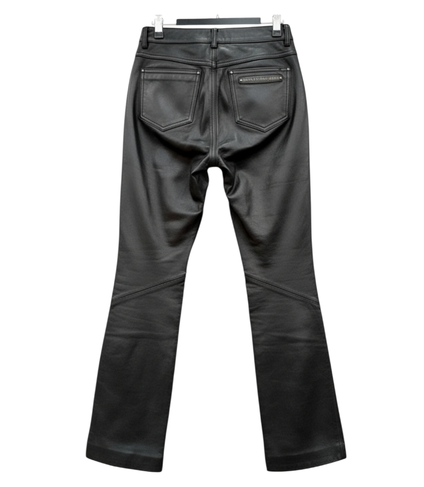 NWT Harley Davidson BOOT CUT JEANS LEATHER PANTS Black Motorcycle Bike Gear 36/8