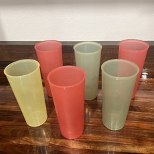 Vintage Tupperware Colored Tumblers Cups 12 oz Set of 6 Yellow, Pink, Green