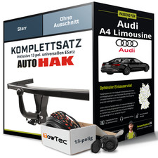 Für AUDI A4 Limousine Typ 8W2,B9 Anhängerkupplung starr +eSatz 13pol uni 15- Set