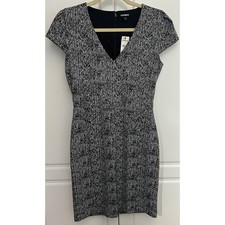 Express Black/White Sheath Dress with Cap Sleeves Size S  NWT
