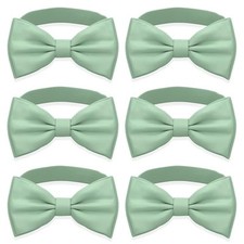 Men's 6 pack Bow Ties Pre-Tied Style Formal Satin L - adults 24 Deep Sage