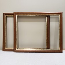 Wood Picture Frames Pair 16x20 Gold Liner Tra...