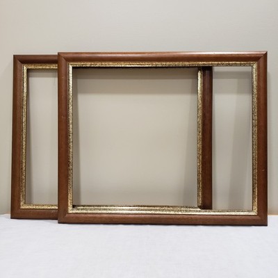 Wood Picture Frames Pair 16x20 Gold Liner Traditional Wall Decor Matching 2p Set