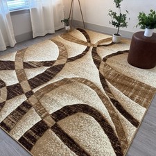 Large Contemporary Area Rugs Carpet Living Room Rugs 5  x7   Beige/Brown
