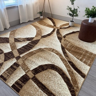 Large Contemporary Area Rugs Carpet Living Room Rugs 5 x7   Beige/Brown