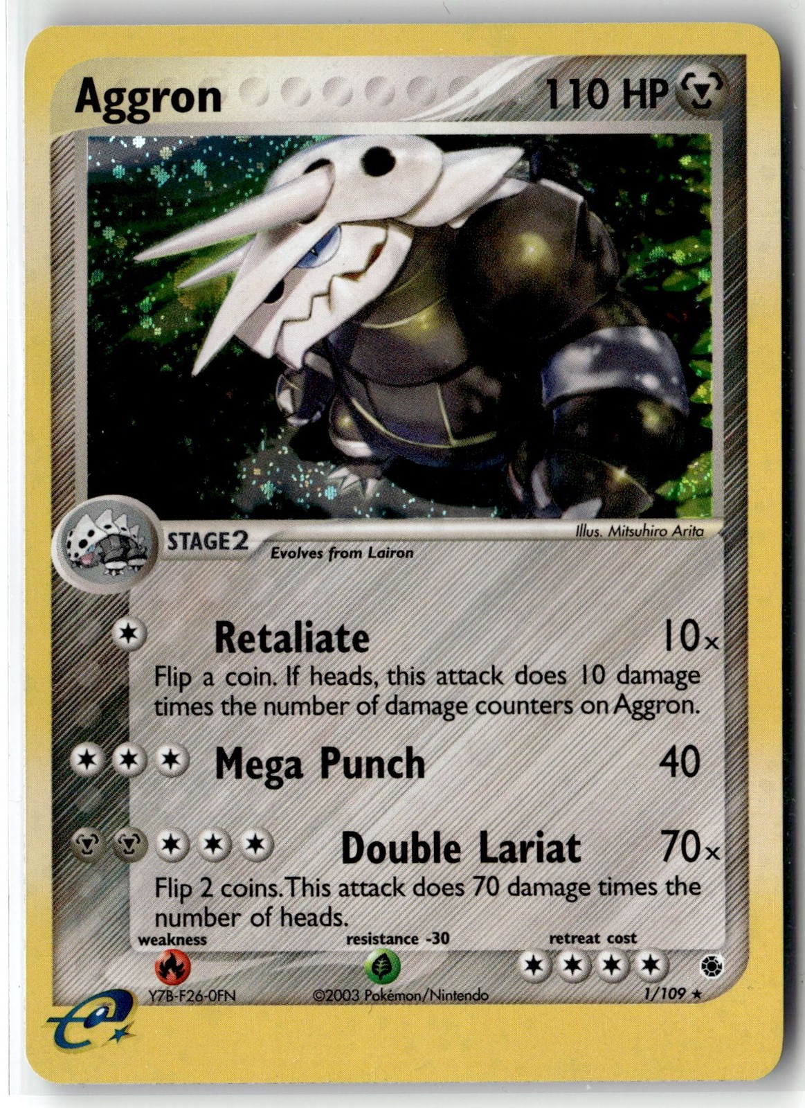 Aggron ⭐️ 1/109 Holo Rare Ruby & Sapphire 2003 Pokemon NM