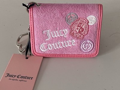 Juicy Couture Juicy Girl Rule Card Case FOB Wallet Pink Cherry Blossom Terry NEW