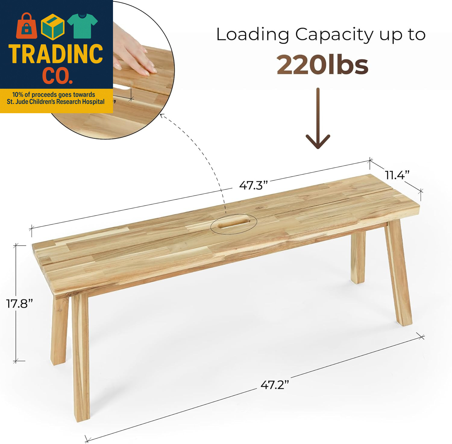 Solid Wood Bench for Entryway, Bed Bench, Dining, Plant Stand - Wooden Bench Ind