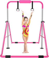 Foldable Gymnastics Bar for Kids, Adjustable 35"-51", Sturdy 145 Lbs Capacity, E