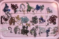 Vintage Religious Catholic Rosary Lot Medals Pendants Made Italy Huge Lot A