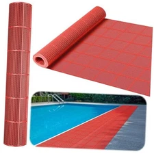  Drainage Pool Flooring Mats Swimming Pool Non Slip Mat PVC 3 x 10 ft Red