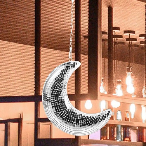 Discoteca, forma di luna, sfera a specchio sospesa con barra catena, TV, DJ, Clu8471 - Foto 4 di 7