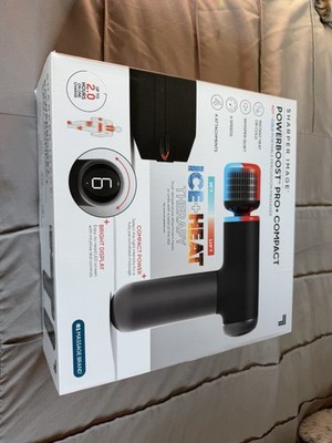Sharper Image Powerboost Pro+ Compact Heated Cordless Massage Gun 4 Heads