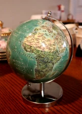 Tabletop Rotating World Globe Small 8 1/2" Decorative Inspired Home Decor Travel