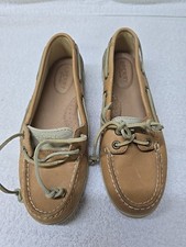 Sperry Top-Sider Shoes Womens 6M Tan Firefish Boat Leather Slip On STS95592