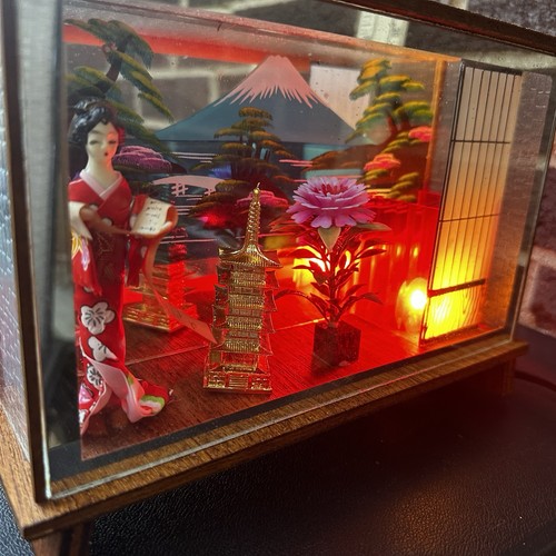 Vintage Japanese Light Box Lamp Geisha 10x7” Nightlight Diorama - Picture 4 of 13