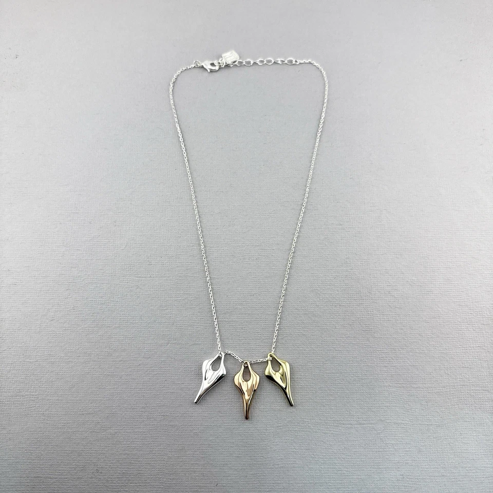 Collar RLM Robert Lee Morris Corazón Modernista Serpenteante Blanco Bronce QVC Foto 2 de 4