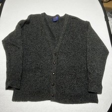 Pendleton Men's 100 Shetland Wool Cardigan Five Button Sweater Size L Charcoal