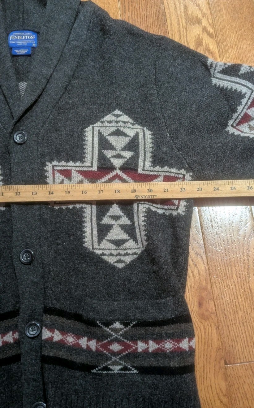 Pendleton Crossroads Gray & Red Buttoned Cardigan… - image 10
